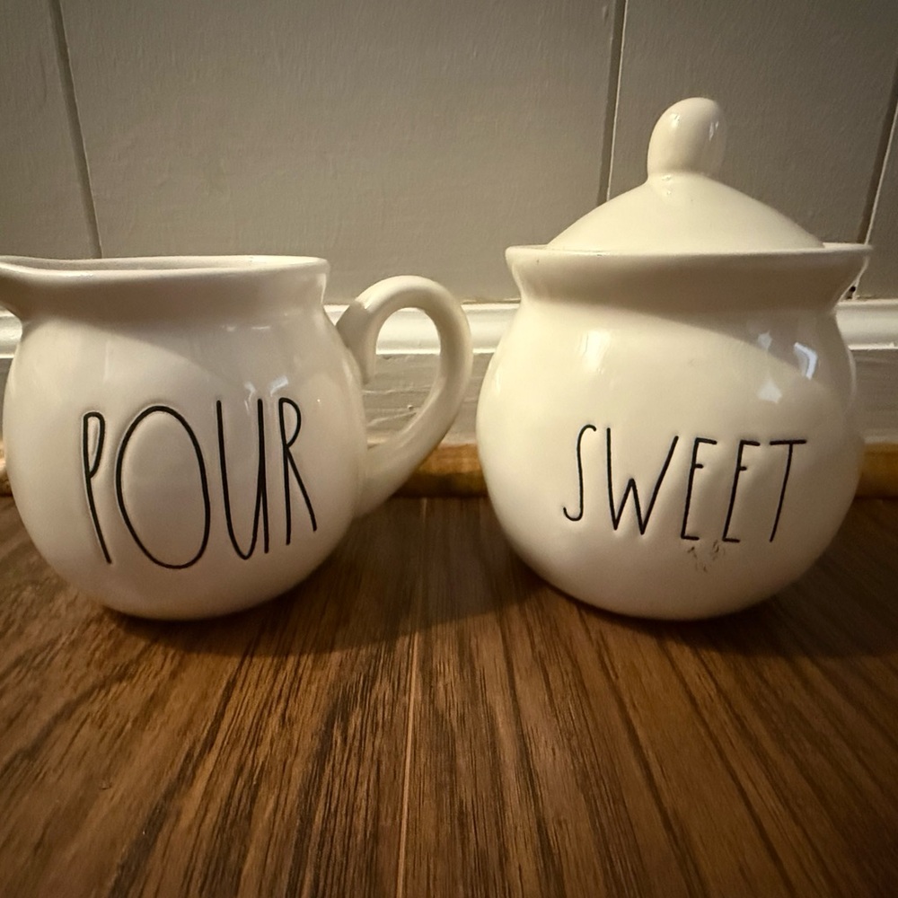 Rae Dunn White Pour and Sweet Ceramic Set